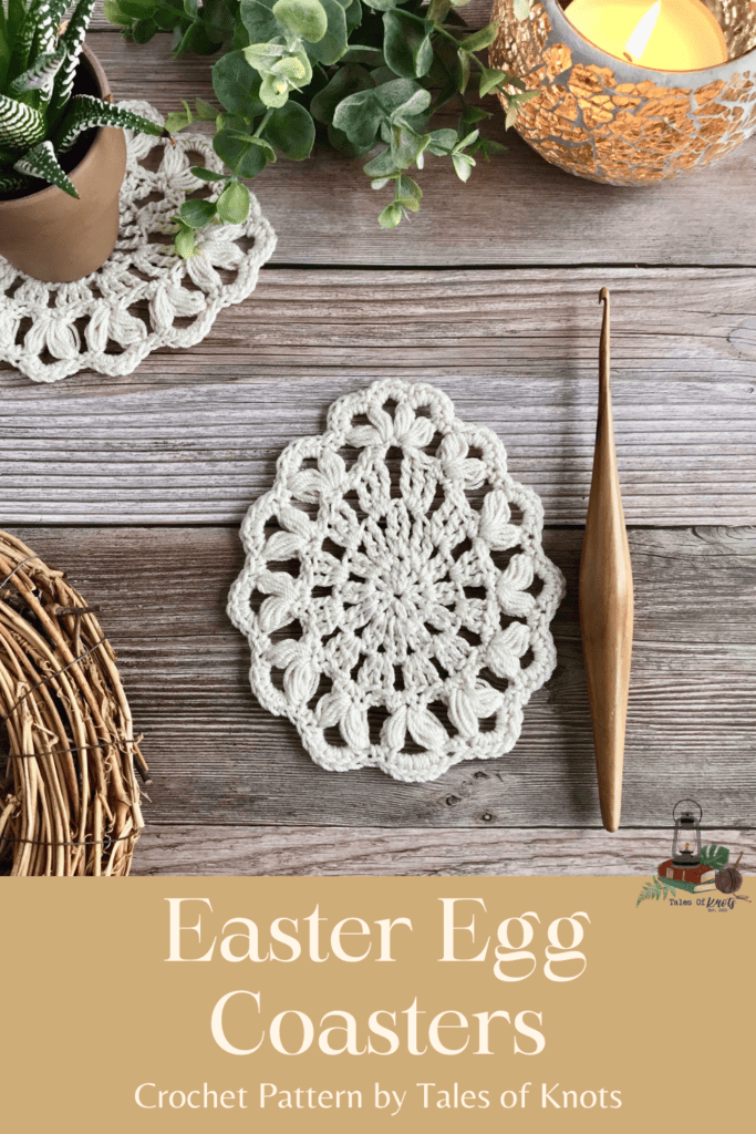 easter themed crochet lace coasters