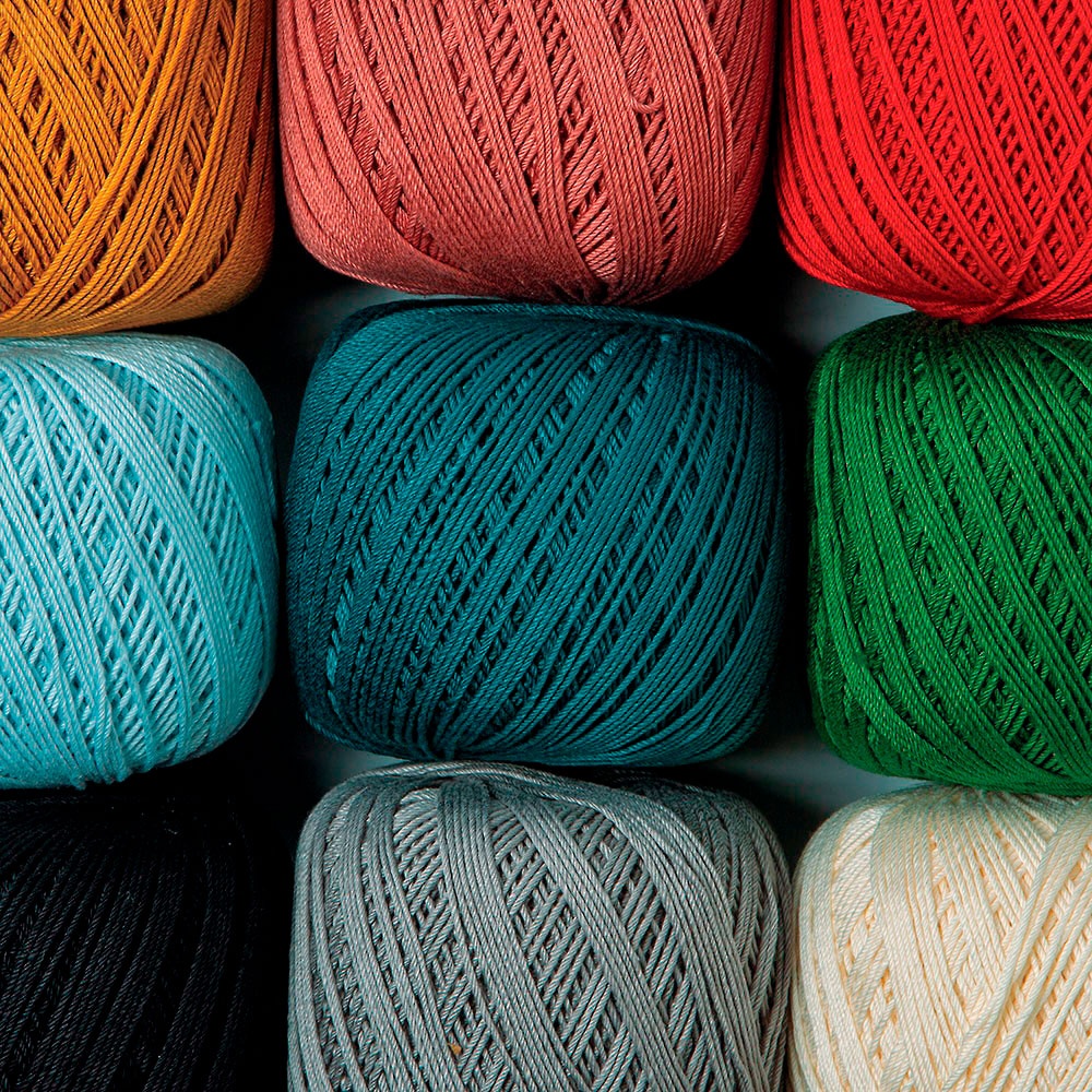 assorted colours of lace weight curio 3 thread from we crochet